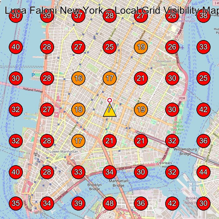 Luca Faloni New York GeoGrid visibility map for Men'S Clothing Store in New York